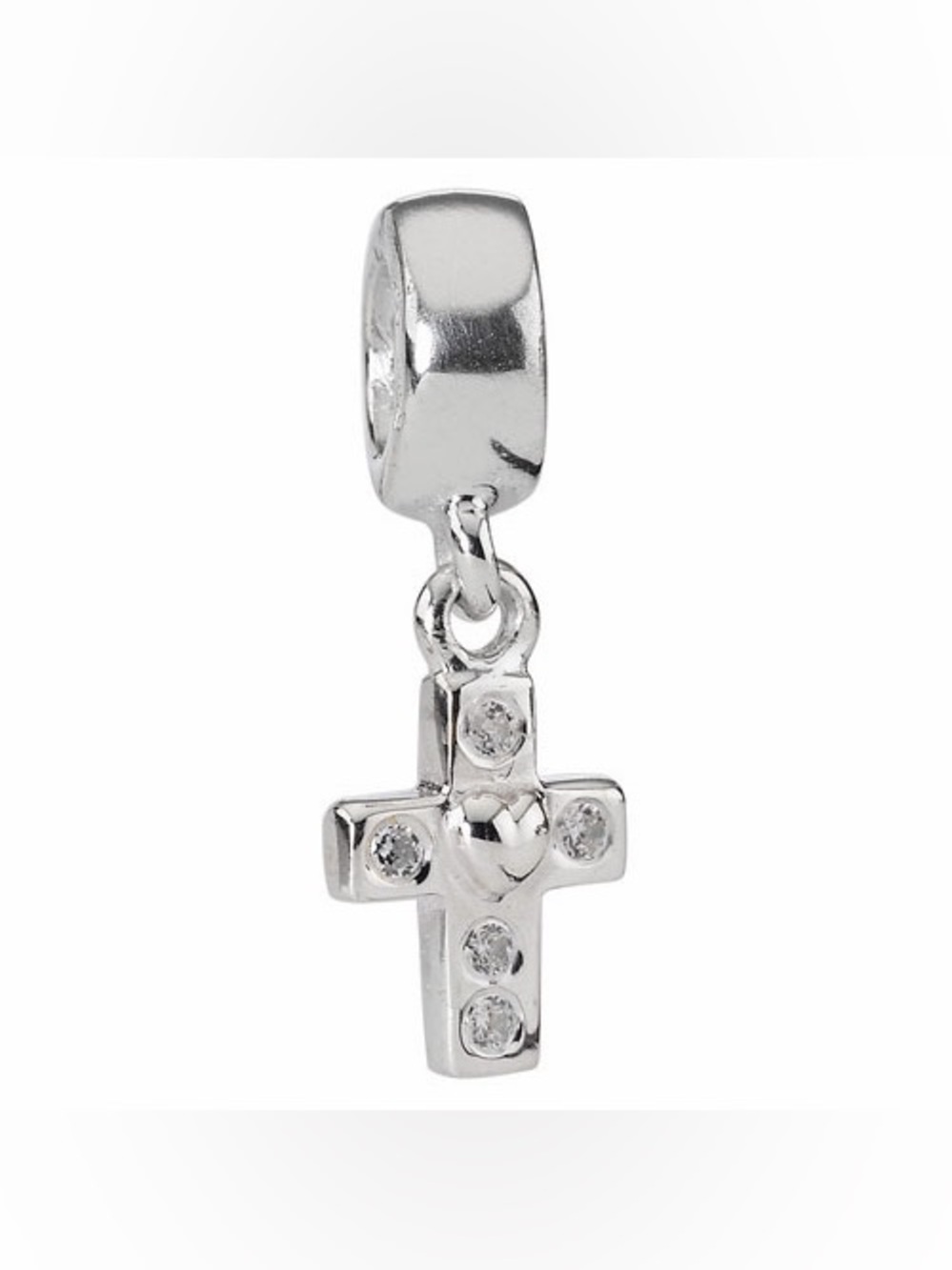 Pandora Retired Silver 925 Cross Dangle Charm with CZ Stones